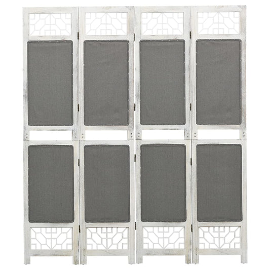 vidaXL 4-Panel Room Divider Grey 140x165 cm Fabric
