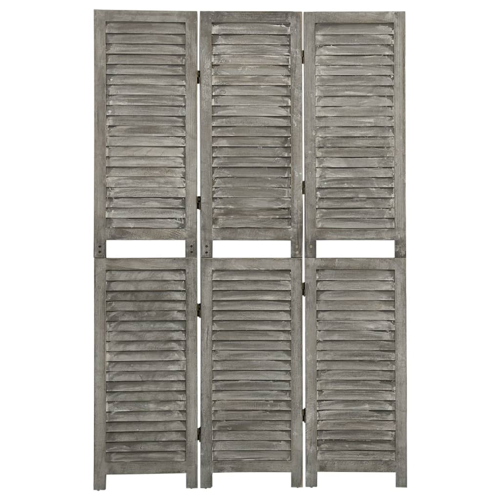 vidaXL 3-Panel Room Divider Grey 106.5x166 cm Solid Wood
