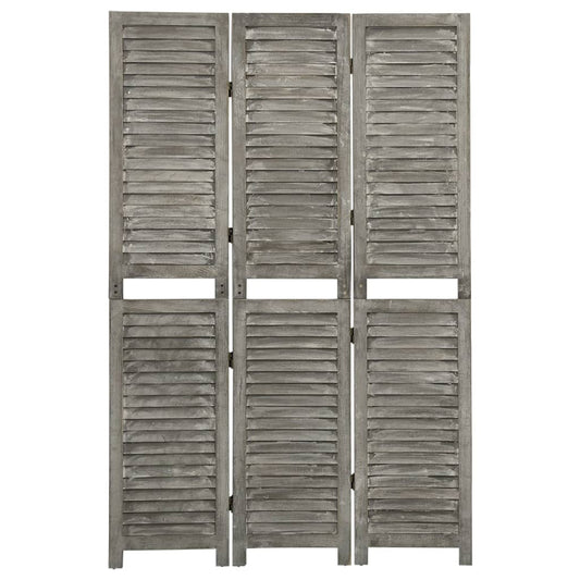 vidaXL 3-Panel Room Divider Grey 106.5x166 cm Solid Wood