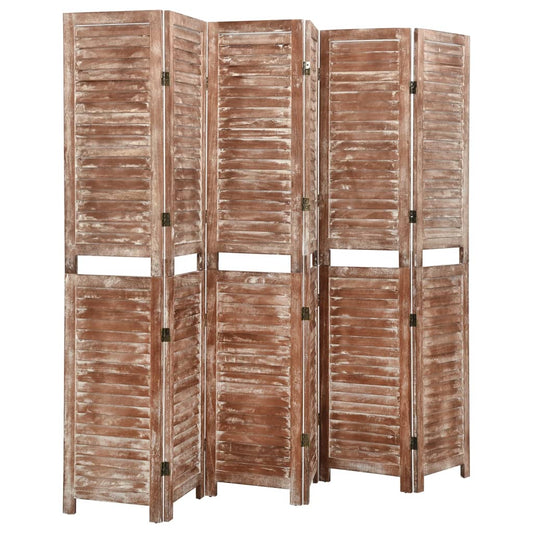 vidaXL 6-Panel Room Divider Brown 210x165 cm Solid Wood Paulownia