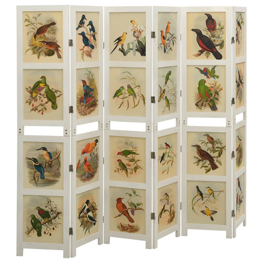 vidaXL 6-Panel Room Divider White 214x165 cm Solid Wood Paulownia