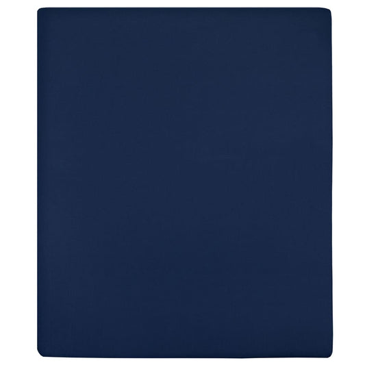 vidaXL Jersey Fitted Sheet Navy Blue 90x200 cm Cotton