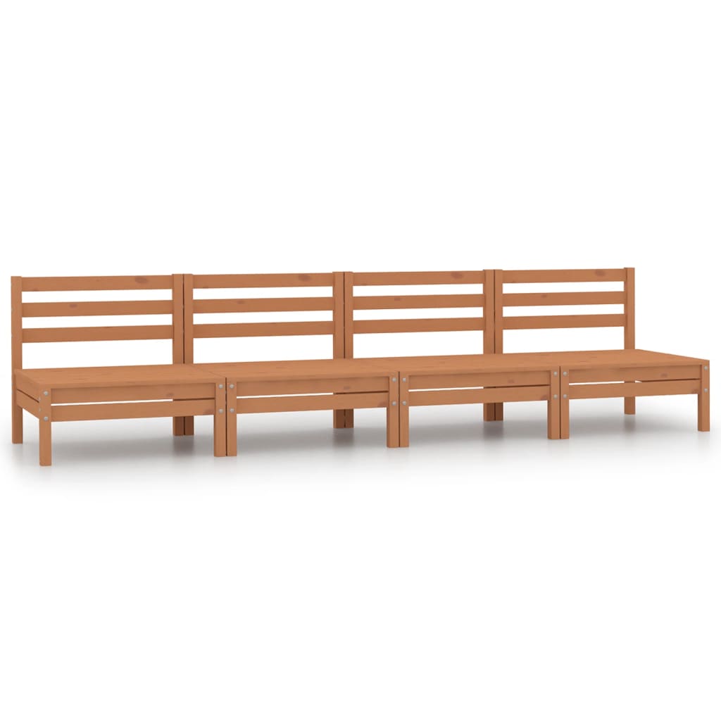 vidaXL Garden Middle Sofas 4 pcs Honey Brown Solid Pinewood