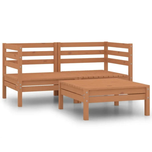 vidaXL 3 Piece Garden Lounge Set Solid Pinewood Honey Brown