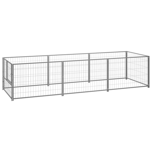 vidaXL Dog Kennel Silver 3 må_ Steel