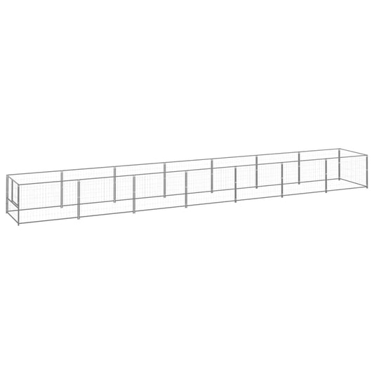 vidaXL Dog Kennel Silver 7 må_ Steel