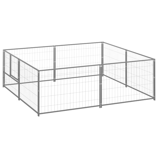 vidaXL Dog Kennel Silver 4 må_ Steel