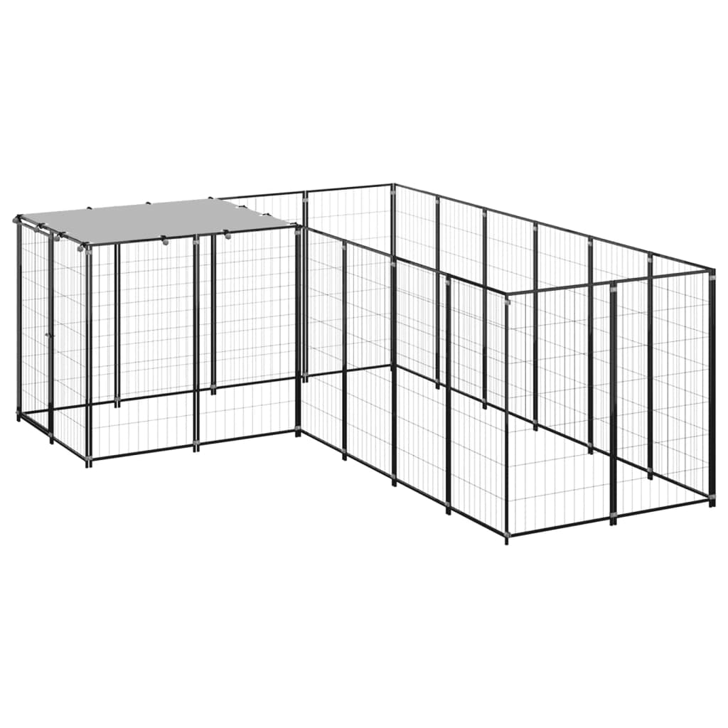 vidaXL Dog Kennel Black 4.84 må_ Steel