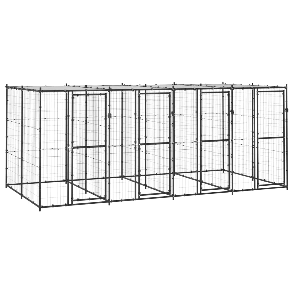 vidaXL Outdoor Dog Kennel Steel with Roof 9.68 må_