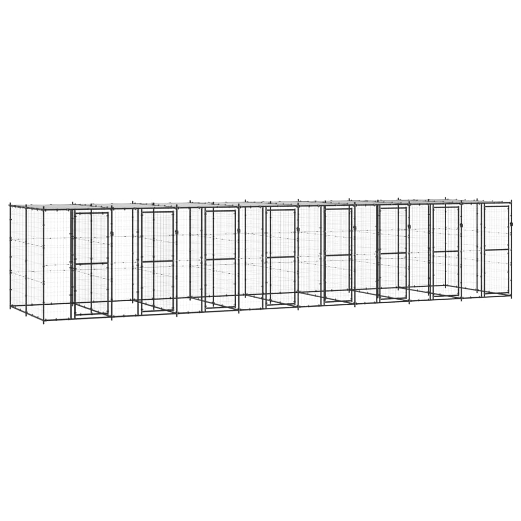 vidaXL Outdoor Dog Kennel Steel with Roof 19.36 må_