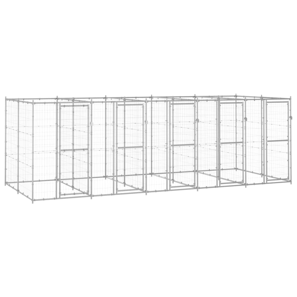 vidaXL Outdoor Dog Kennel Galvanised Steel 12.1 må_
