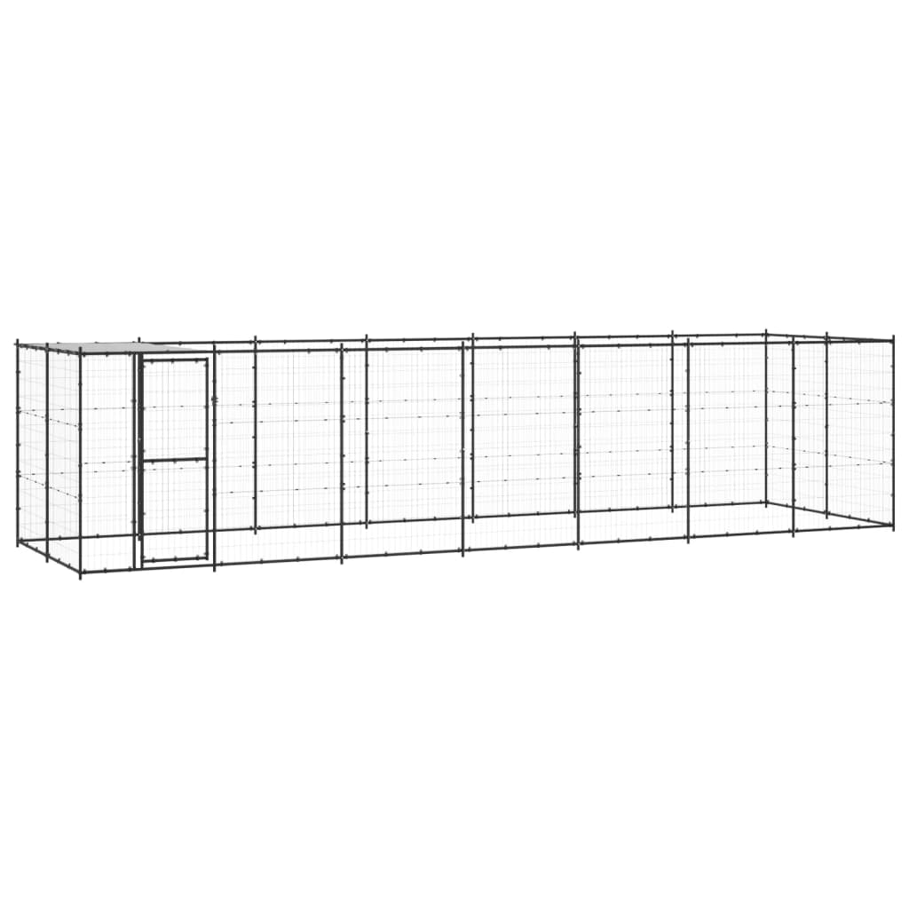 vidaXL Outdoor Dog Kennel Steel with Roof 16.94 må_