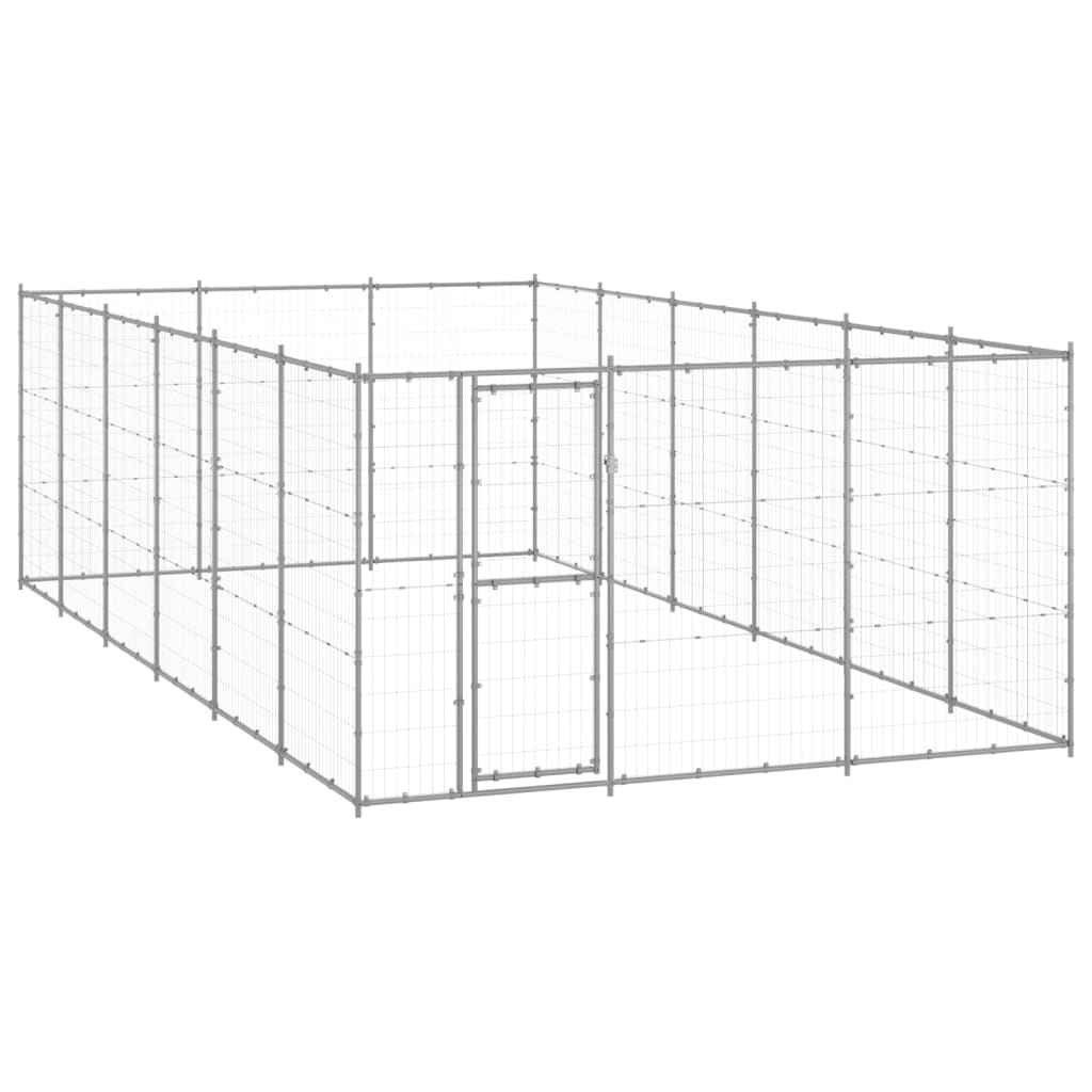vidaXL Outdoor Dog Kennel Galvanised Steel 21.78 må_