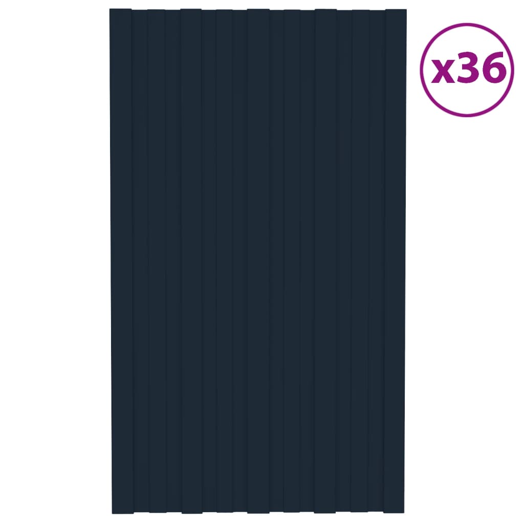 vidaXL Roof Panels 36 pcs Galvanised Steel Anthracite 80x45 cm