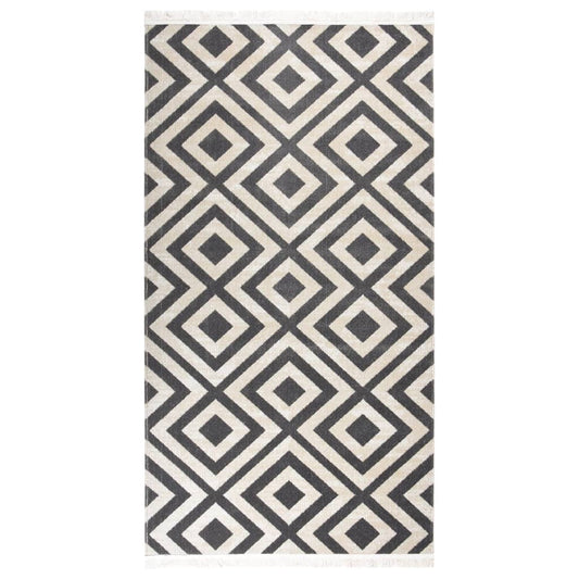 vidaXL Outdoor Rug Flatweave 80x150 cm Light Black and Light Beige