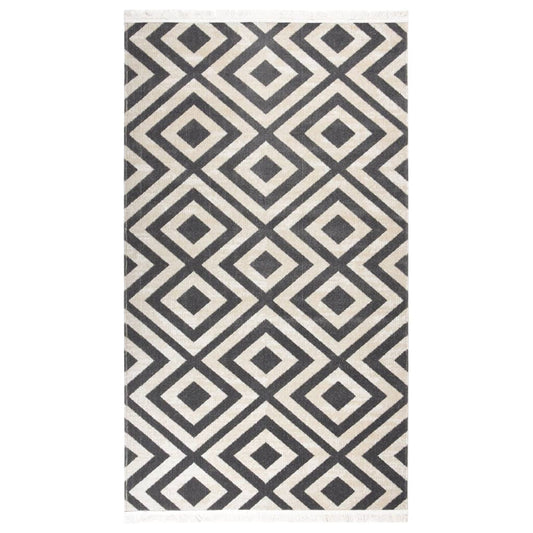 vidaXL Outdoor Rug Flatweave 115x170 cm Light Black and Light Beige