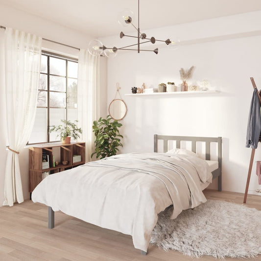 vidaXL Bed Frame Grey Solid Wood Pine 90x190 cm Single