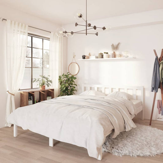 vidaXL Bed Frame White Solid Pinewood 140x190 cm