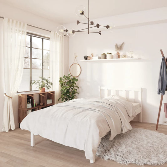 vidaXL Bed Frame White Solid Pinewood 90x200 cm