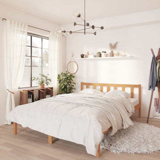 vidaXL Bed Frame Honey Brown Solid Wood Pine 150x200 cm King Size