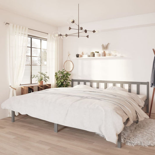 vidaXL Bed Frame Grey Solid Wood Pine 180x200 cm Super King Size