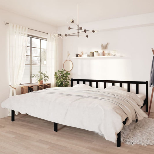 vidaXL Bed Frame Black Solid Wood Pine 180x200 cm Super King Size