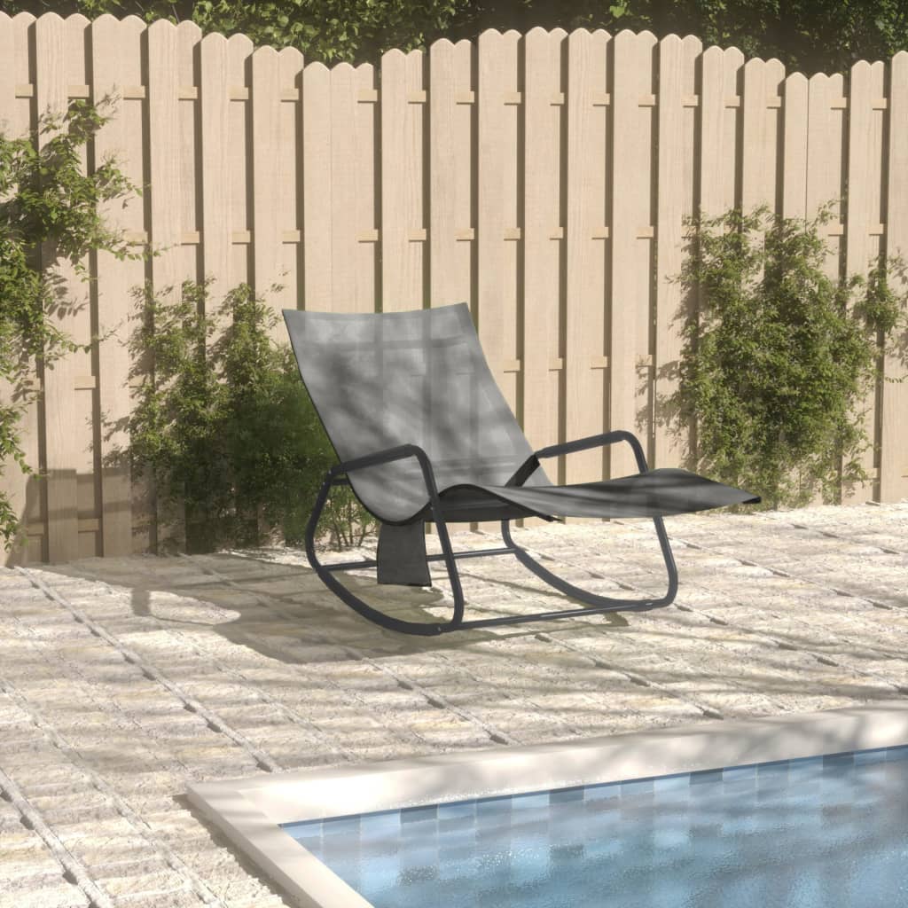 vidaXL Sun Lounger Steel and Textilene Grey