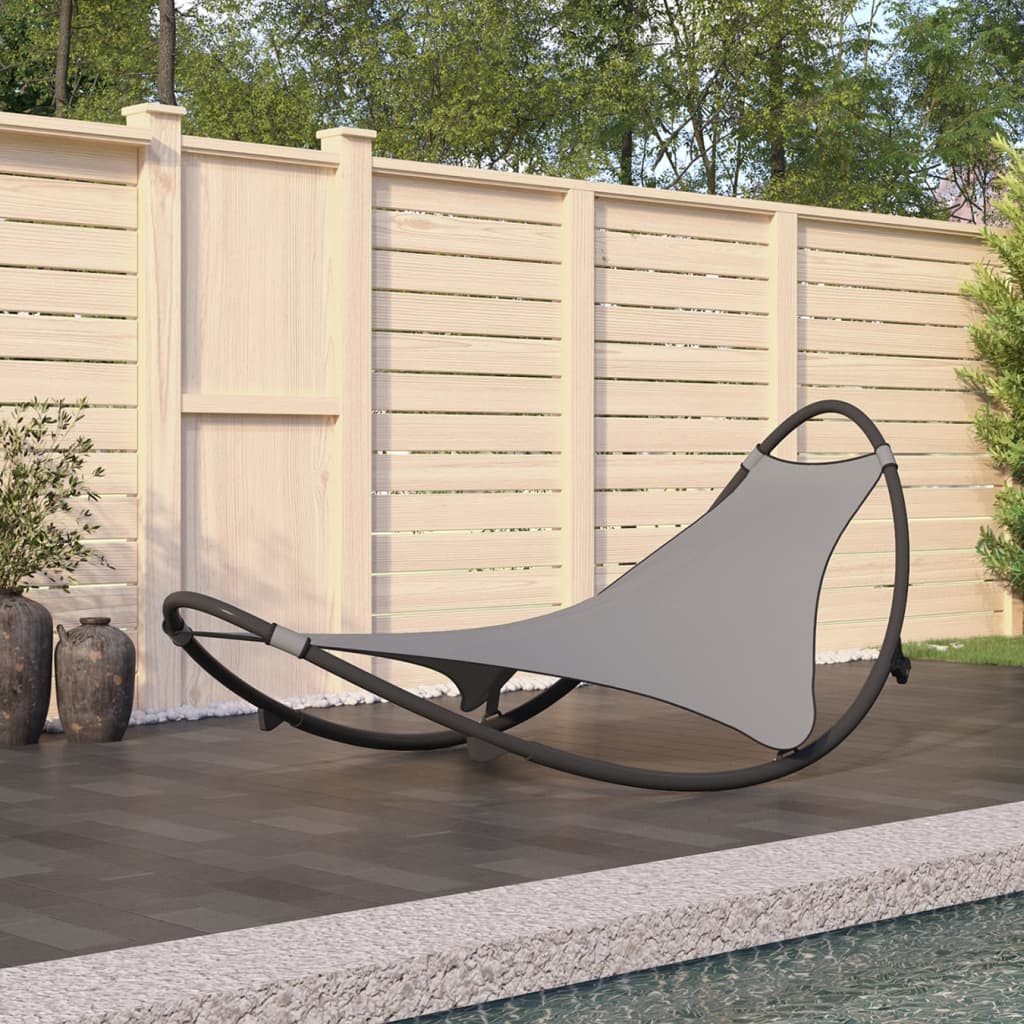 vidaXL Rocking Sun Lounger with Wheels Steel & Textilene Fabric Grey