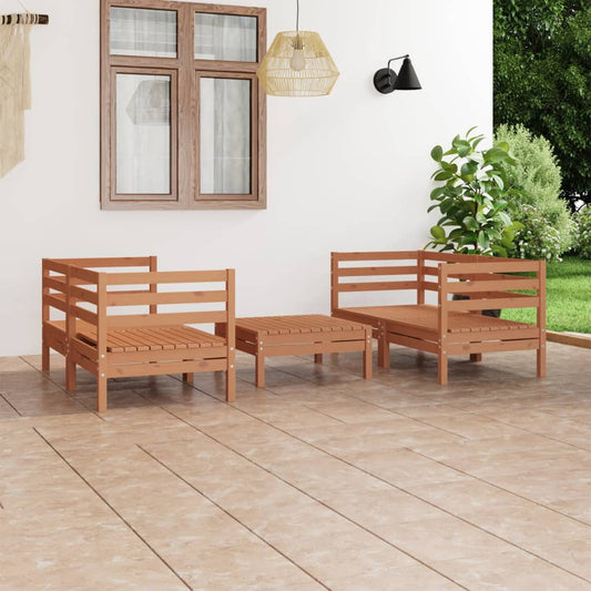 vidaXL 5 Piece Garden Lounge Set Honey Brown Solid Pinewood