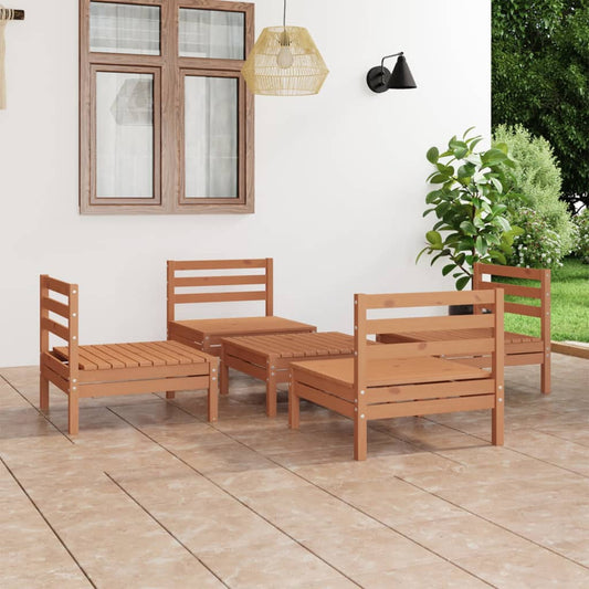 vidaXL 5 Piece Garden Lounge Set Honey Brown Solid Pinewood