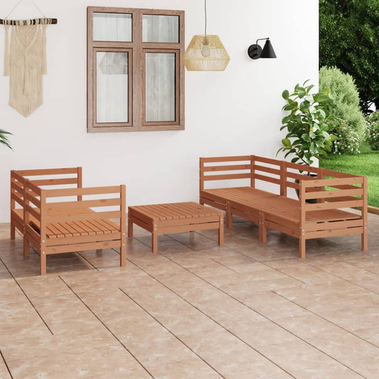 vidaXL 6 Piece Garden Lounge Set Honey Brown Solid Pinewood