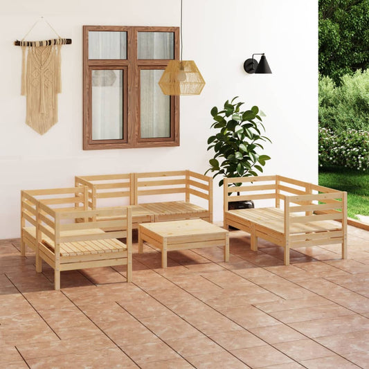 vidaXL 7 Piece Garden Lounge Set Solid Pinewood
