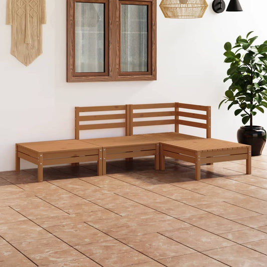 vidaXL 4 Piece Garden Lounge Set Honey Brown Solid Pinewood