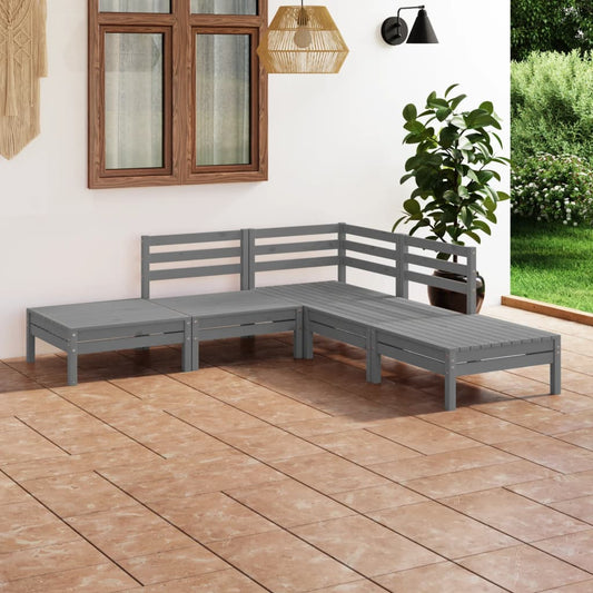vidaXL 5 Piece Garden Lounge Set Solid Pinewood Grey