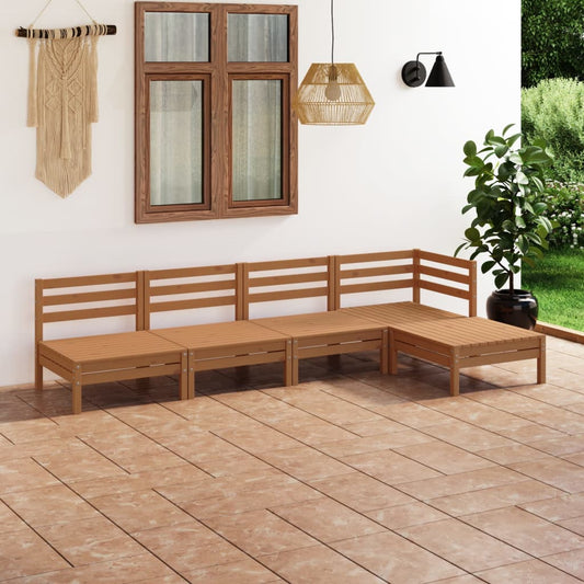 vidaXL 5 Piece Garden Lounge Set Solid Pinewood Honey Brown
