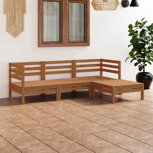 vidaXL 4 Piece Garden Lounge Set Solid Pinewood Honey Brown