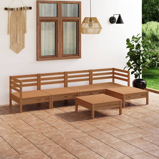 vidaXL 6 Piece Garden Lounge Set Solid Pinewood Honey Brown