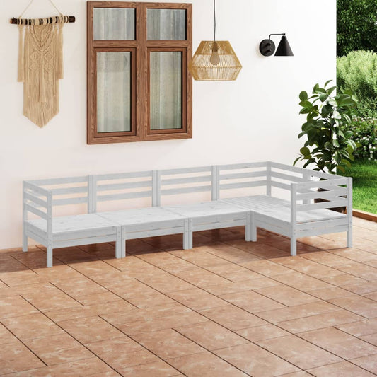 vidaXL 5 Piece Garden Lounge Set Solid Pinewood White