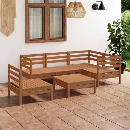 vidaXL 6 Piece Garden Lounge Set Solid Pinewood Honey Brown