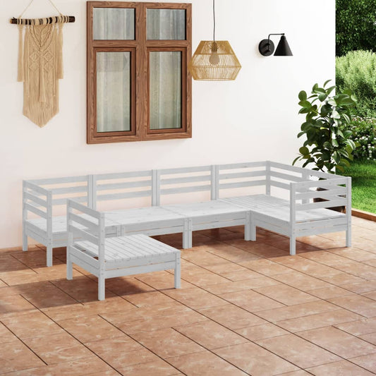 vidaXL 6 Piece Garden Lounge Set Solid Pinewood White