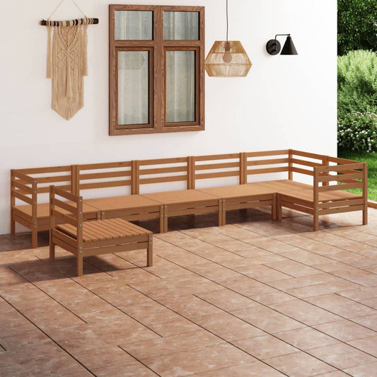 vidaXL 7 Piece Garden Lounge Set Solid Pinewood Honey Brown