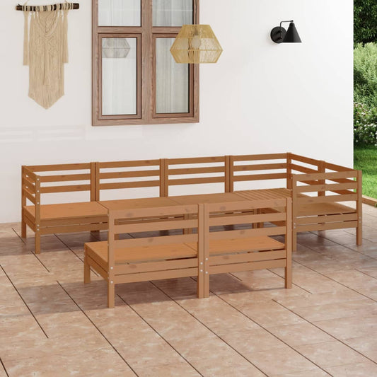 vidaXL 7 Piece Garden Lounge Set Solid Pinewood Honey Brown