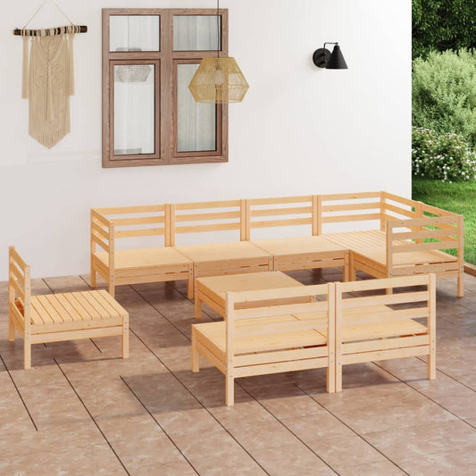 vidaXL 9 Piece Garden Lounge Set Solid Wood Pine