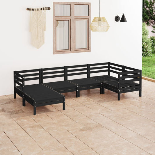 vidaXL 6 Piece Garden Lounge Set Solid Wood Pine Black