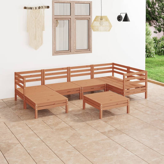 vidaXL 7 Piece Garden Lounge Set Solid Wood Pine Honey Brown