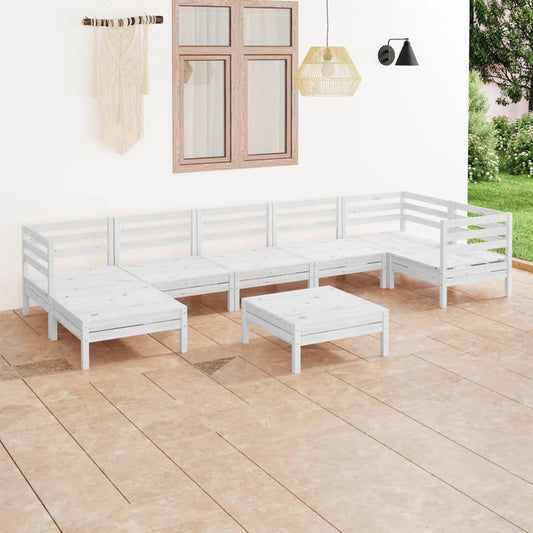 vidaXL 8 Piece Garden Lounge Set Solid Wood Pine White