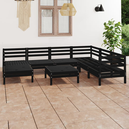 vidaXL 8 Piece Garden Lounge Set Solid Wood Pine Black