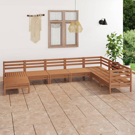 vidaXL 8 Piece Garden Lounge Set Solid Wood Pine Honey Brown