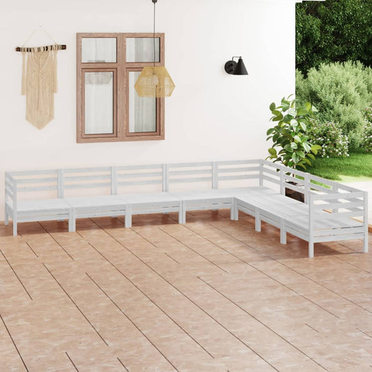 vidaXL 8 Piece Garden Lounge Set Solid Wood Pine White