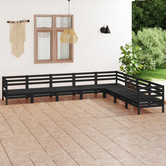 vidaXL 8 Piece Garden Lounge Set Solid Wood Pine Black